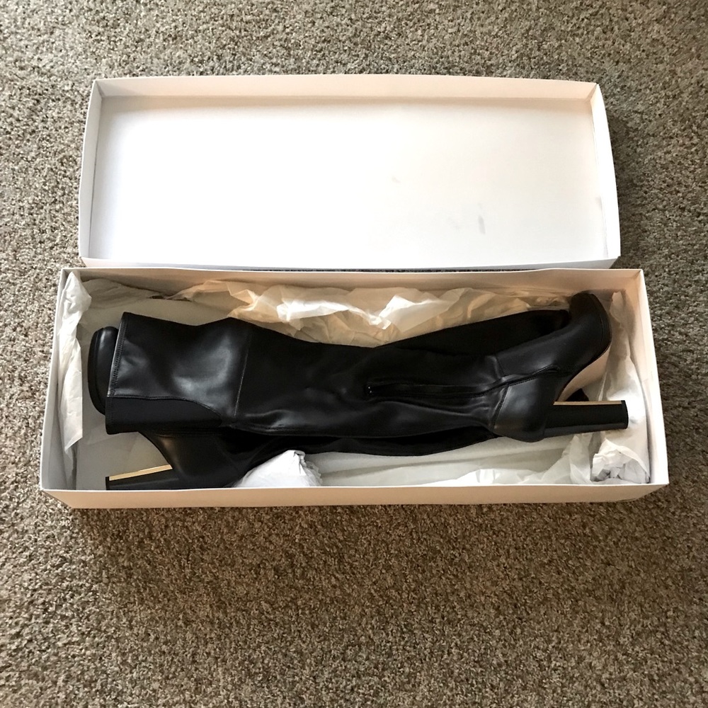 Used Calvin Klein Black Neoprene Stretch Microsuede Boots